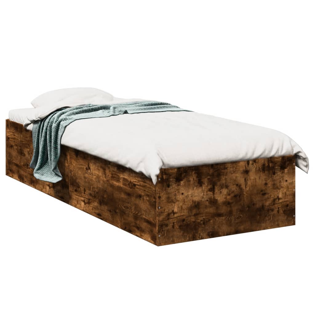 Estructura De Cama Madera De Ingeniería Roble Humo