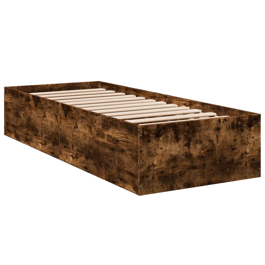 Estructura De Cama Madera De Ingeniería Roble Humo