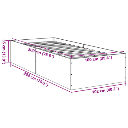 Estructura De Cama Madera De Ingeniería Roble Humo