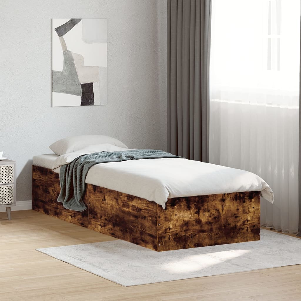Estructura De Cama Madera De Ingeniería Roble Humo