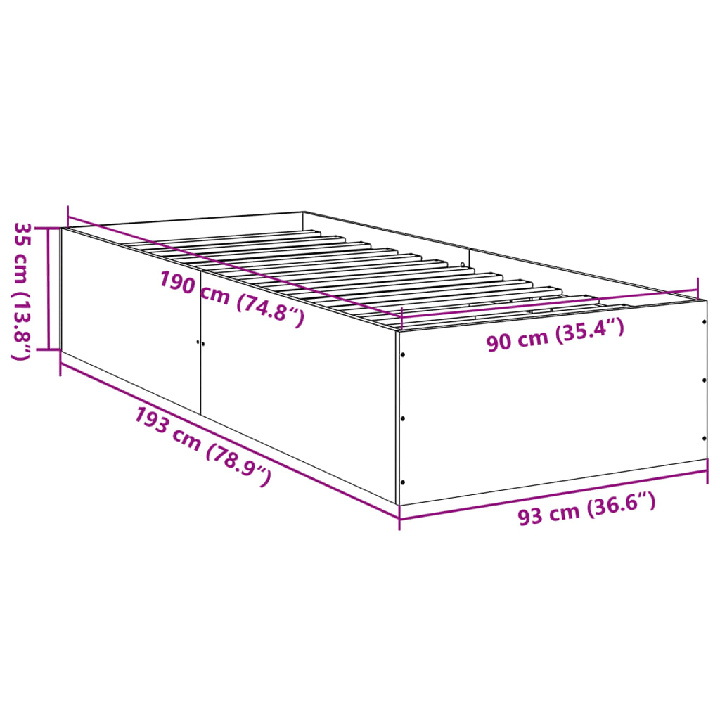Estructura De Cama Madera De Ingeniería Negra