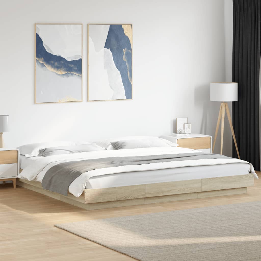 Estructura Cama Con Luces Led Madera