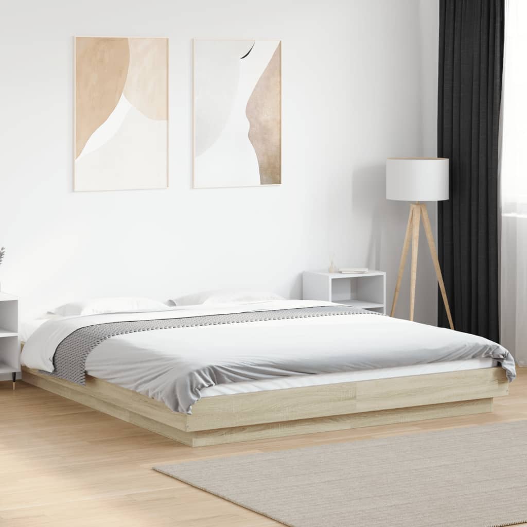 Estructura Cama Con Luces Led Madera