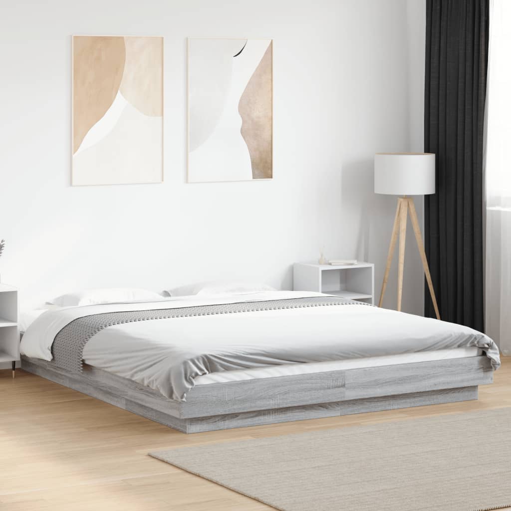 Estructura Cama Con Luces Led Madera