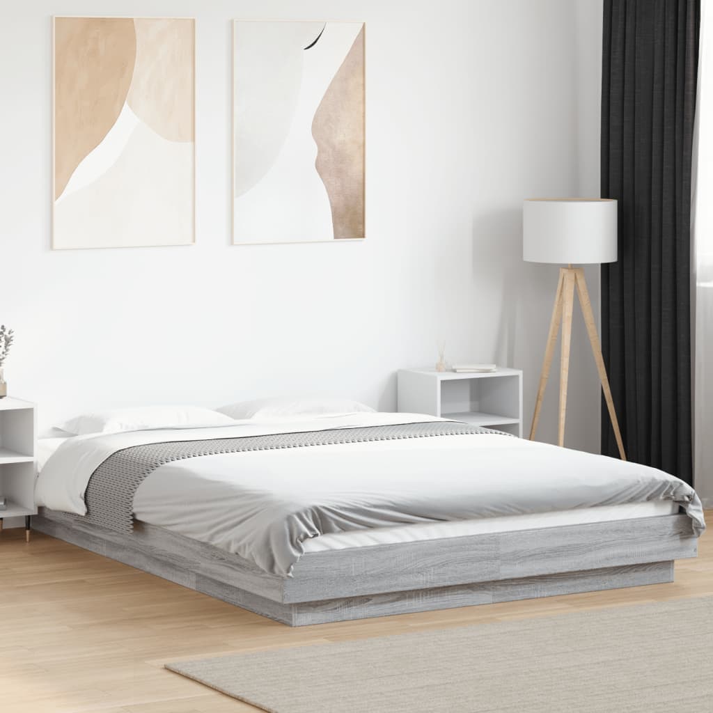 Estructura Cama Con Luces Led Madera