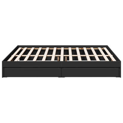 Estructura Cama Con Cajones Madera Ingeniería Negra