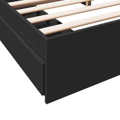 Estructura Cama Con Cajones Madera Ingeniería Negra