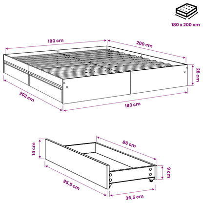 Cama Con Cajones Madera De Ingeniería