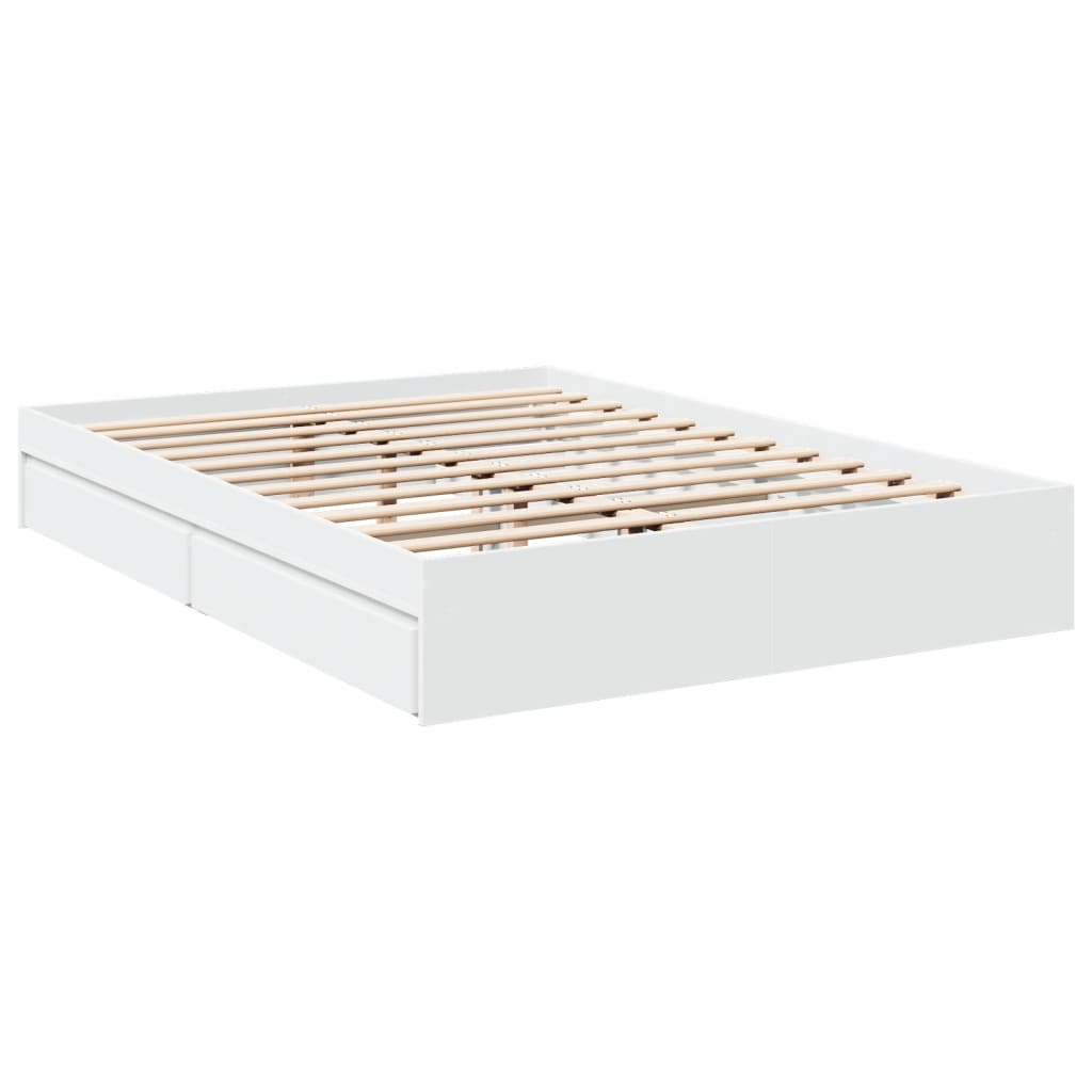 Estructura Cama Con Cajones Madera Ingeniería Blanca