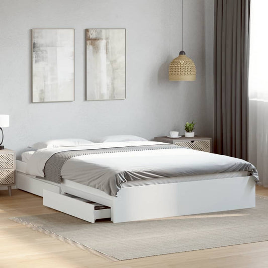 Estructura Cama Con Cajones Madera Ingeniería Blanca