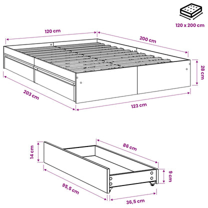 Cama Con Cajones Madera Ingeniería