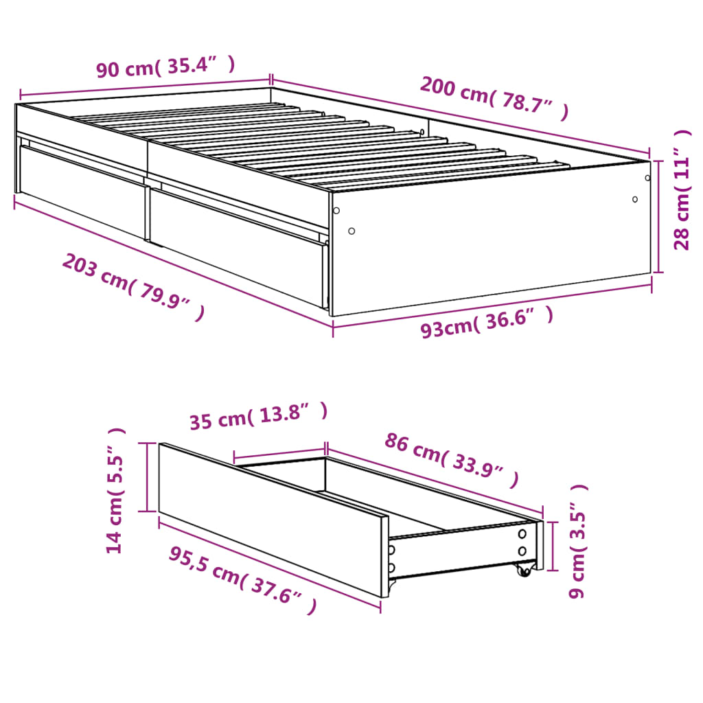 Cama Con Cajones Madera Ingeniería