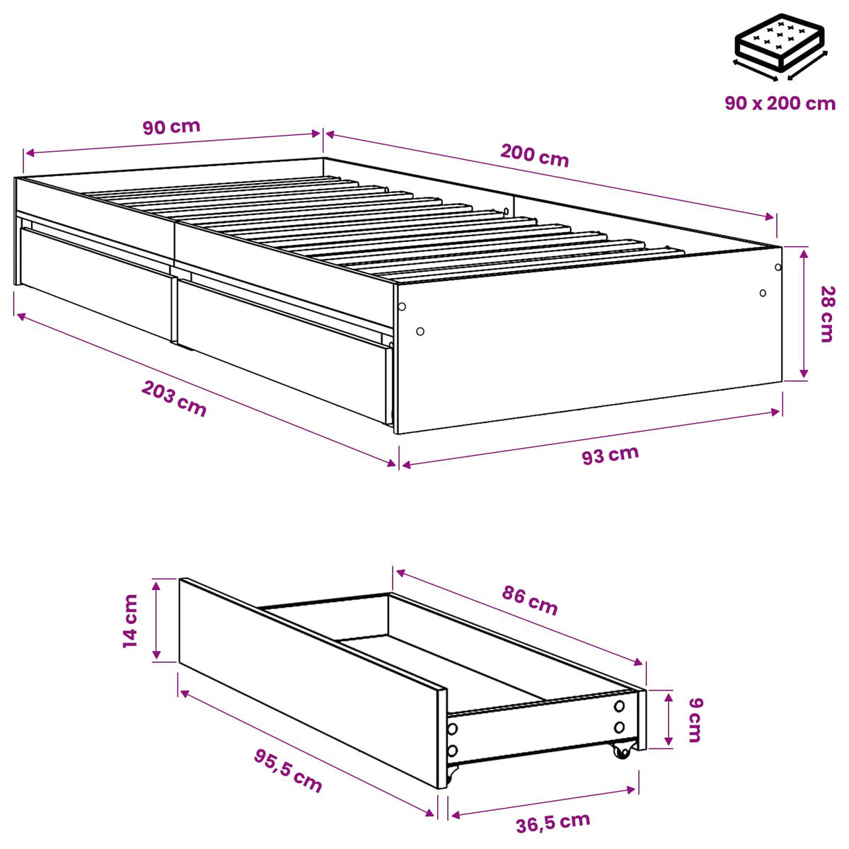 Cama Con Cajones Madera Ingeniería