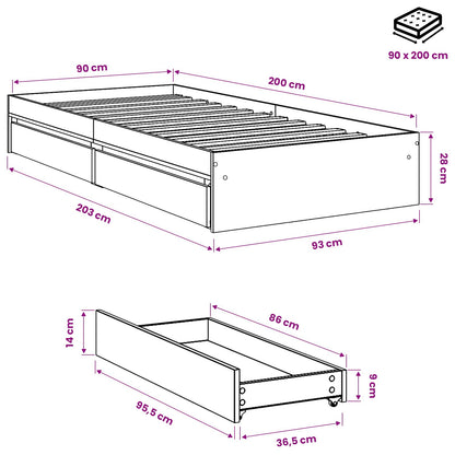 Cama Con Cajones Madera Ingeniería