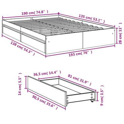 Cama Con Cajones Madera De Ingeniería