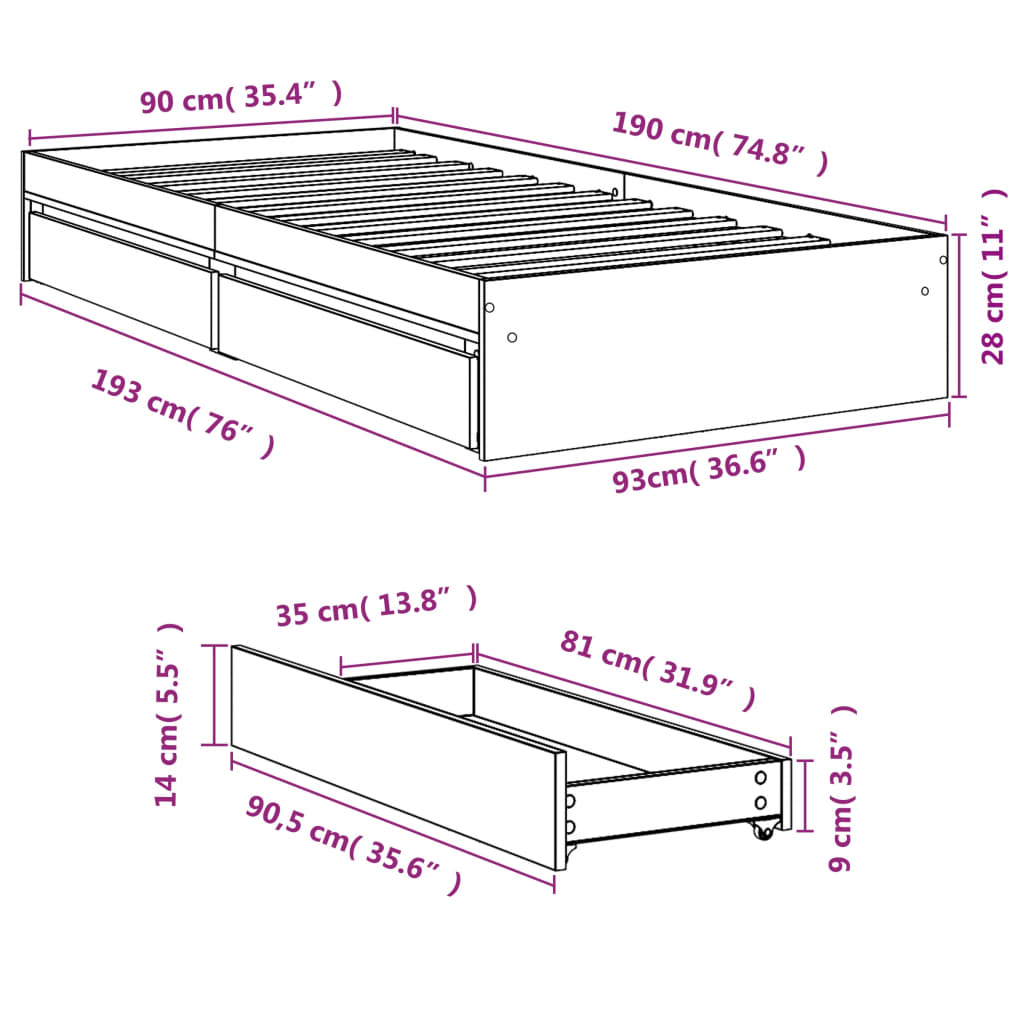 Cama Con Cajones Madera Ingeniería