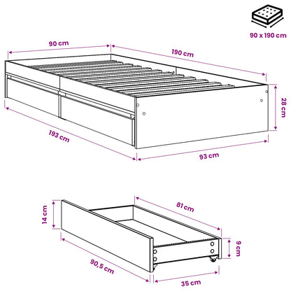 Cama Con Cajones Madera Ingeniería