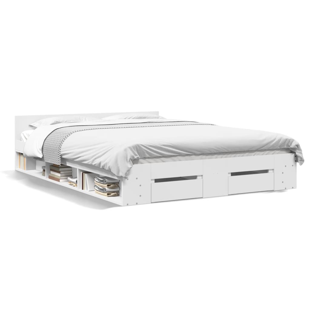 Estructura Cama Con Cajones Madera Ingeniería Blanca