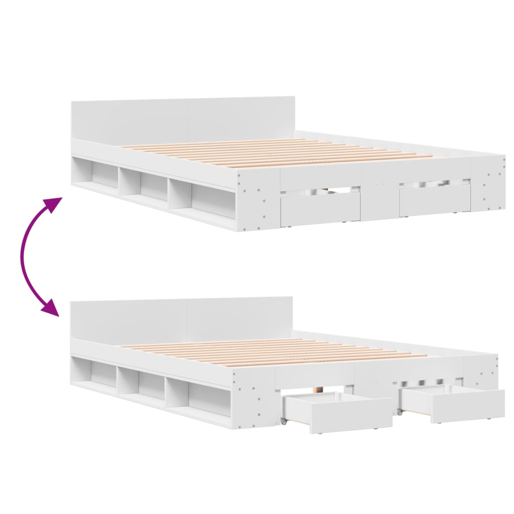 Estructura Cama Con Cajones Madera Ingeniería Blanca