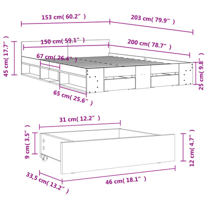 Estructura Cama Con Cajones Madera Ingeniería Blanca
