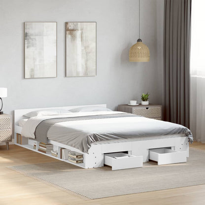 Estructura Cama Con Cajones Madera Ingeniería Blanca