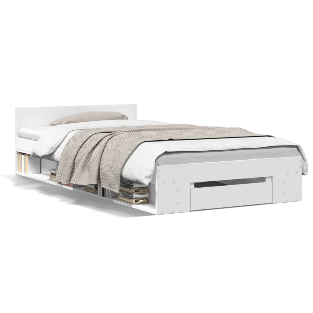 Cama Con Cajón Madera De Ingeniería Blanca