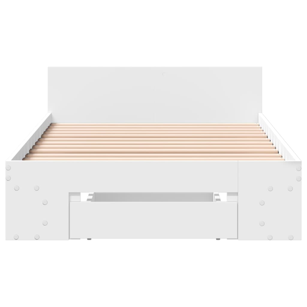 Cama Con Cajón Madera De Ingeniería Blanca