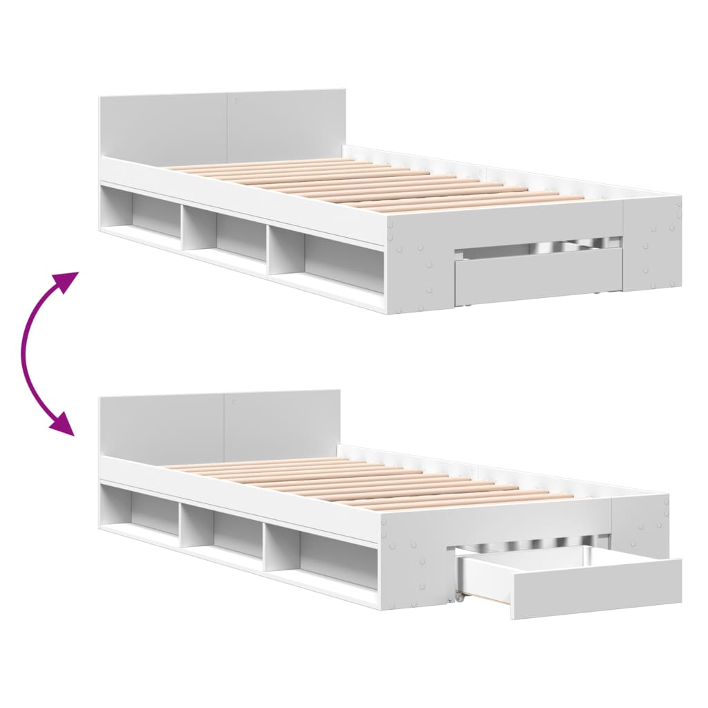 Cama Con Cajón Madera De Ingeniería Blanca