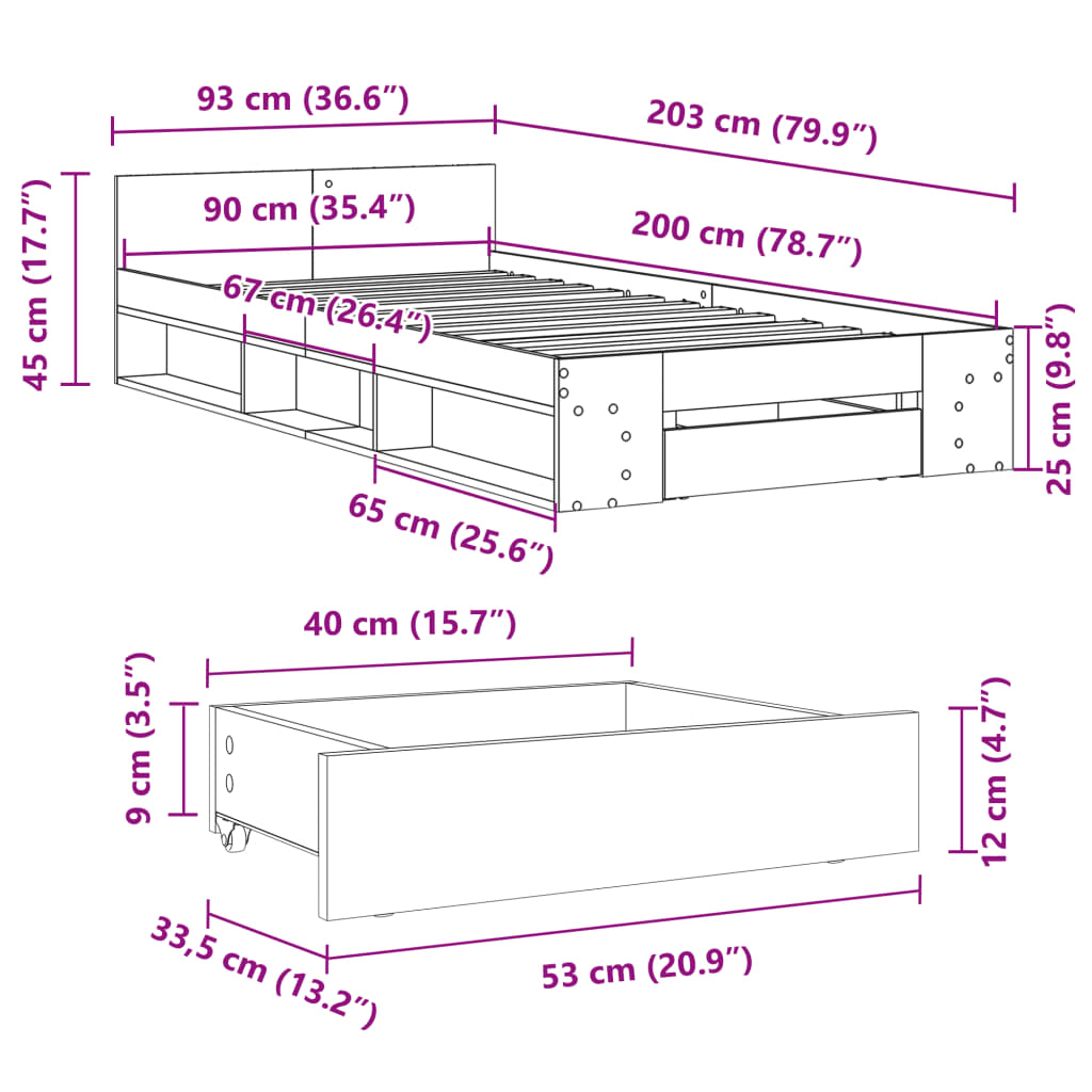 Cama Con Cajón Madera De Ingeniería