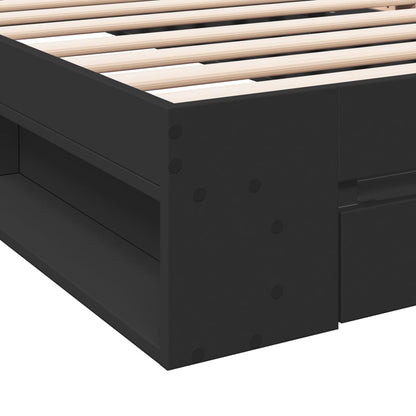 Cama Con Cajón Madera De Ingeniería Negra