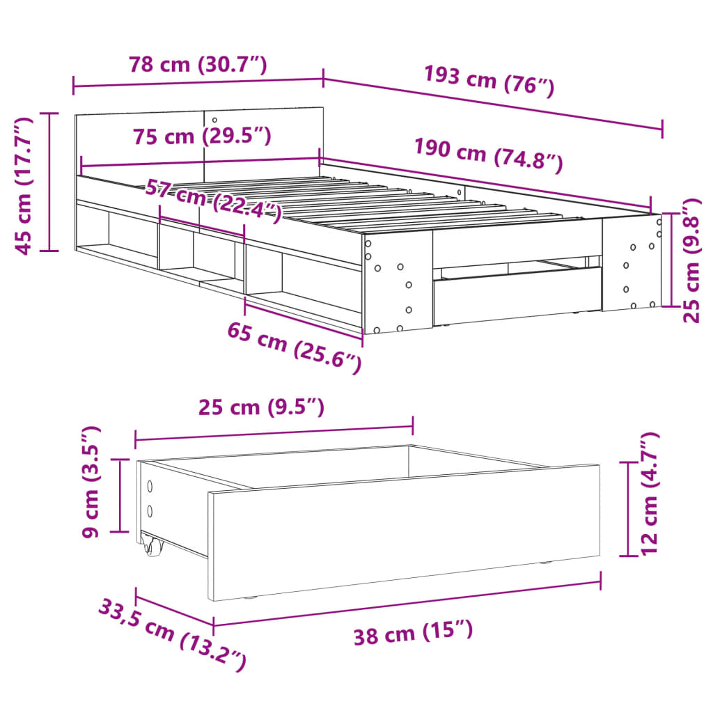 Cama Con Cajón Madera De Ingeniería