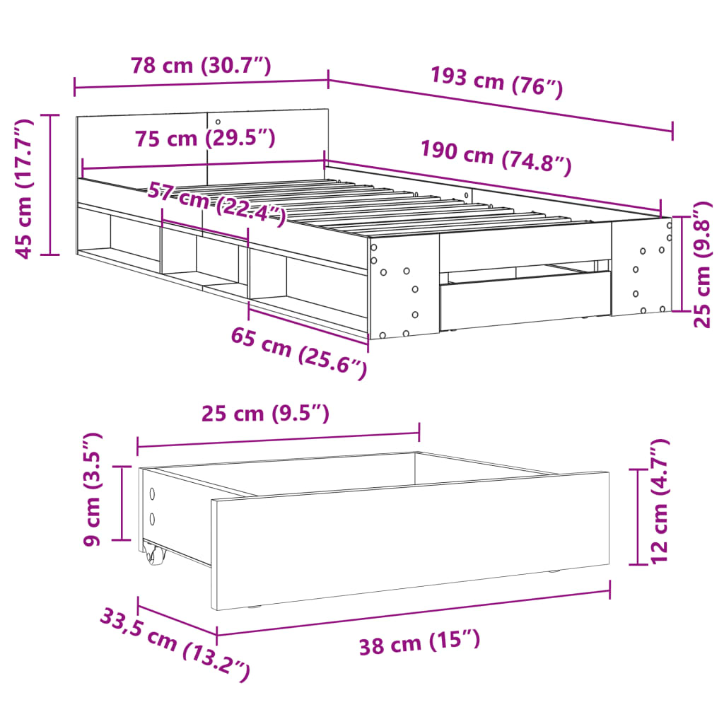 Cama Con Cajón Madera De Ingeniería