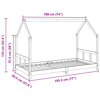 Estructura De Cama Infantil Madera De Pino 90X190Cm