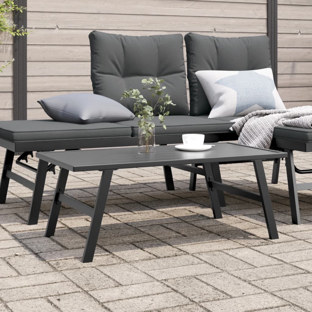 Mesa De Jardín Acero Recubrimiento En Polvo Negro 90X45X35 Cm