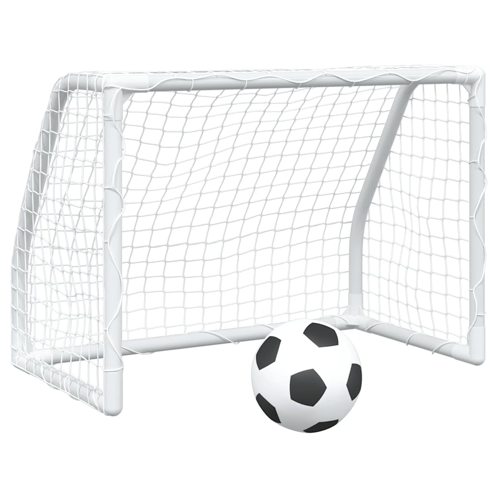 Porterías Fútbol Niños Y Balón 2 Uds Metal Blanco 64X35X48 Cm