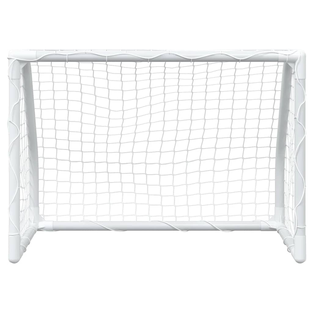 Porterías Fútbol Niños Y Balón 2 Uds Metal Blanco 64X35X48 Cm