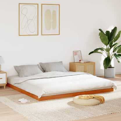 Estructura De Cama Sin Colchón Madera Maciza Marrón