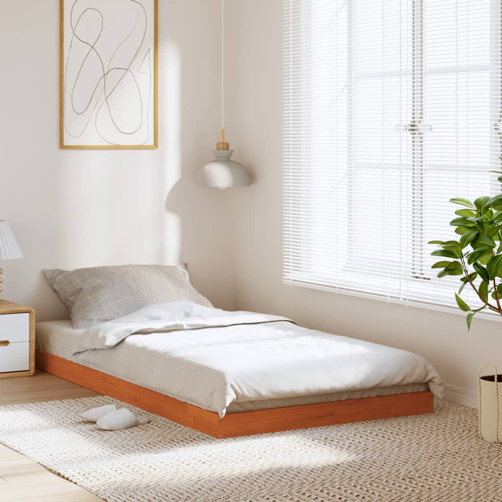 Estructura De Cama Sin Colchón Madera Maciza Marrón