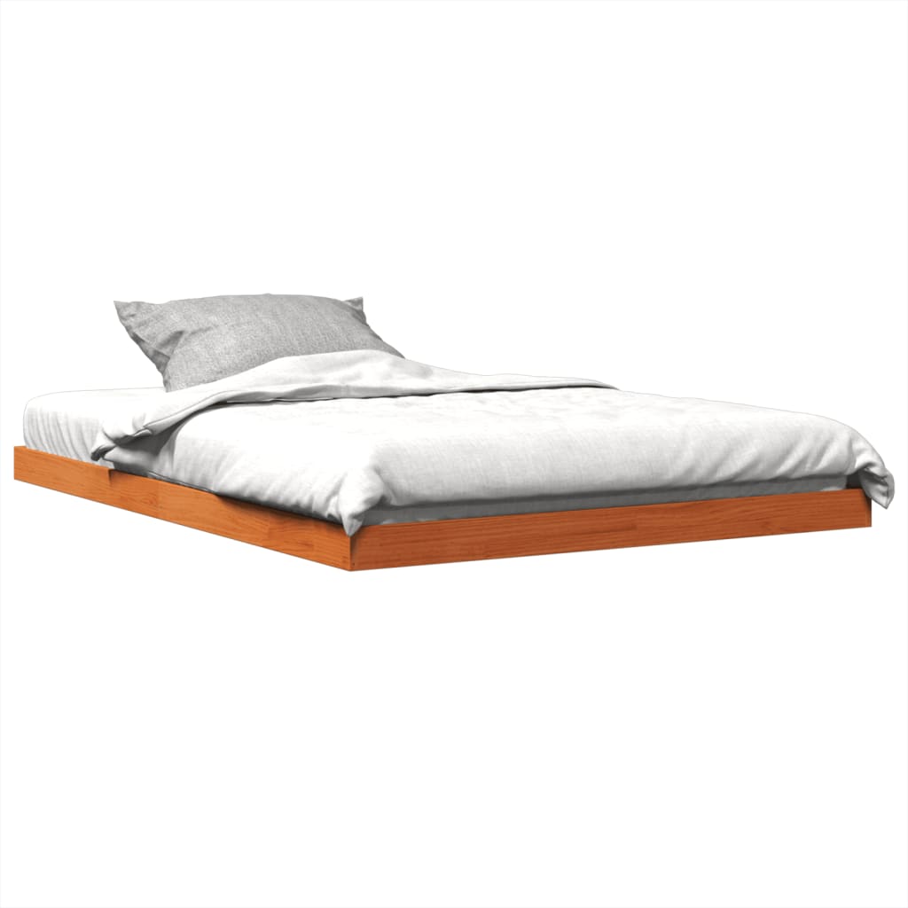 Estructura De Cama Sin Colchón Madera Maciza Marrón