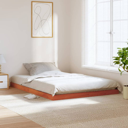 Estructura De Cama Sin Colchón Madera Maciza Marrón