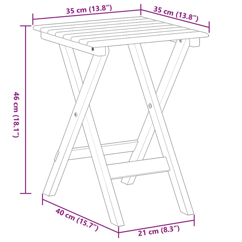 Mesa Auxiliar Plegable Madera Maciza De Álamo