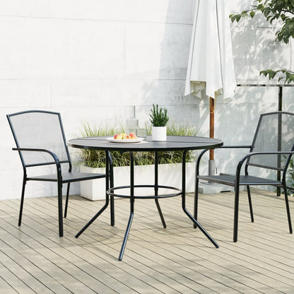 Mesa De Patio Redonda De Acero Gris Antracita Ø110X72,5 Cm
