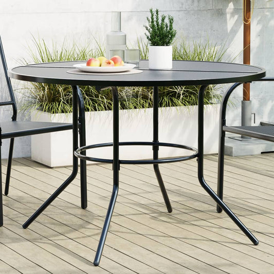 Mesa De Patio Redonda De Acero Gris Antracita Ø110X72,5 Cm