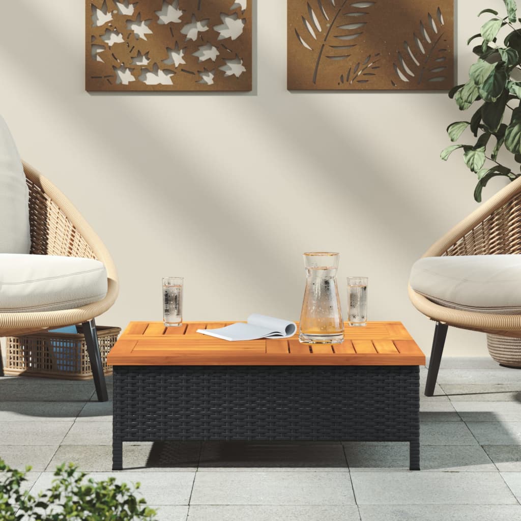 Mesa De Jardín Ratán Y Madera De Acacia 70X70X25 Cm