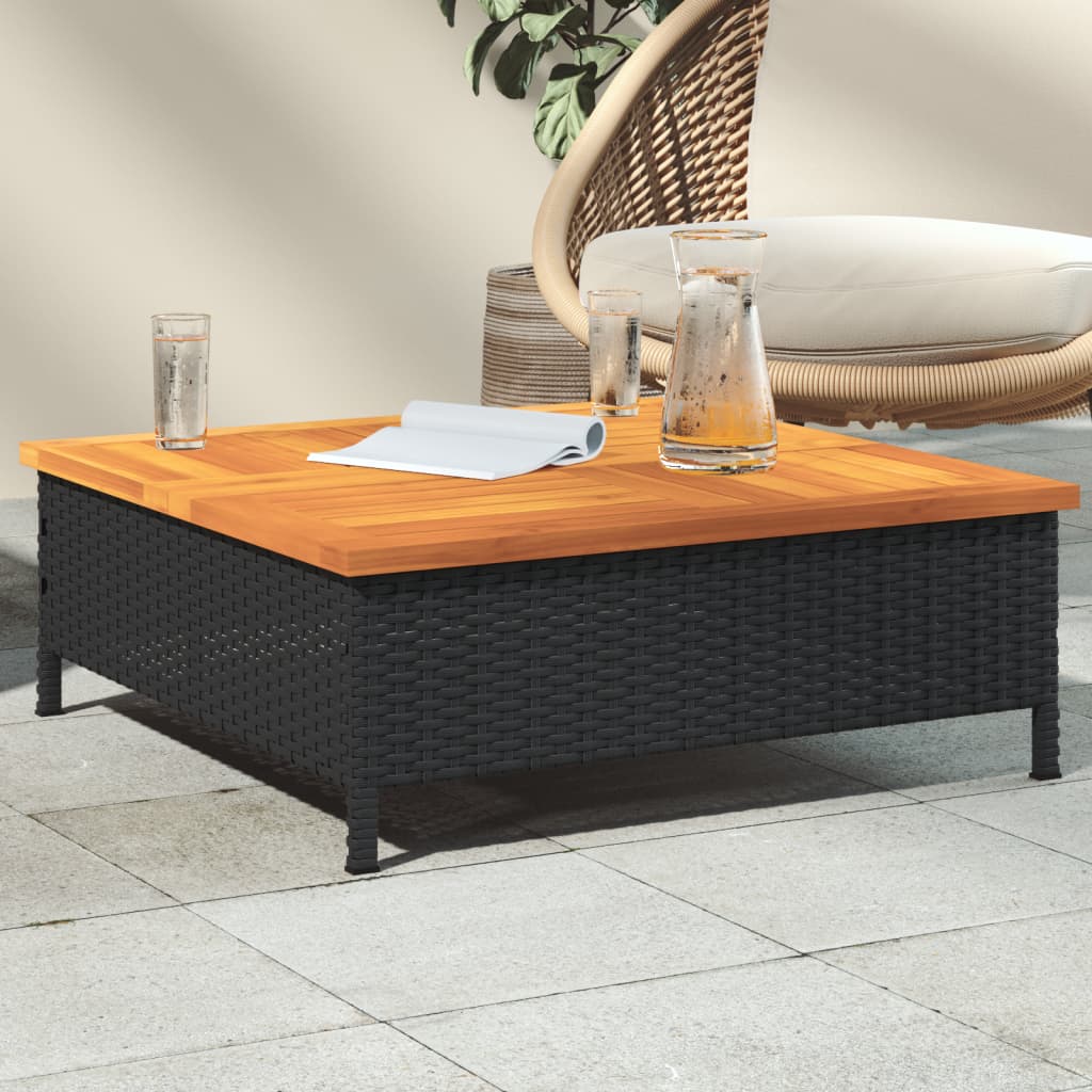 Mesa De Jardín Ratán Y Madera De Acacia 70X70X25 Cm