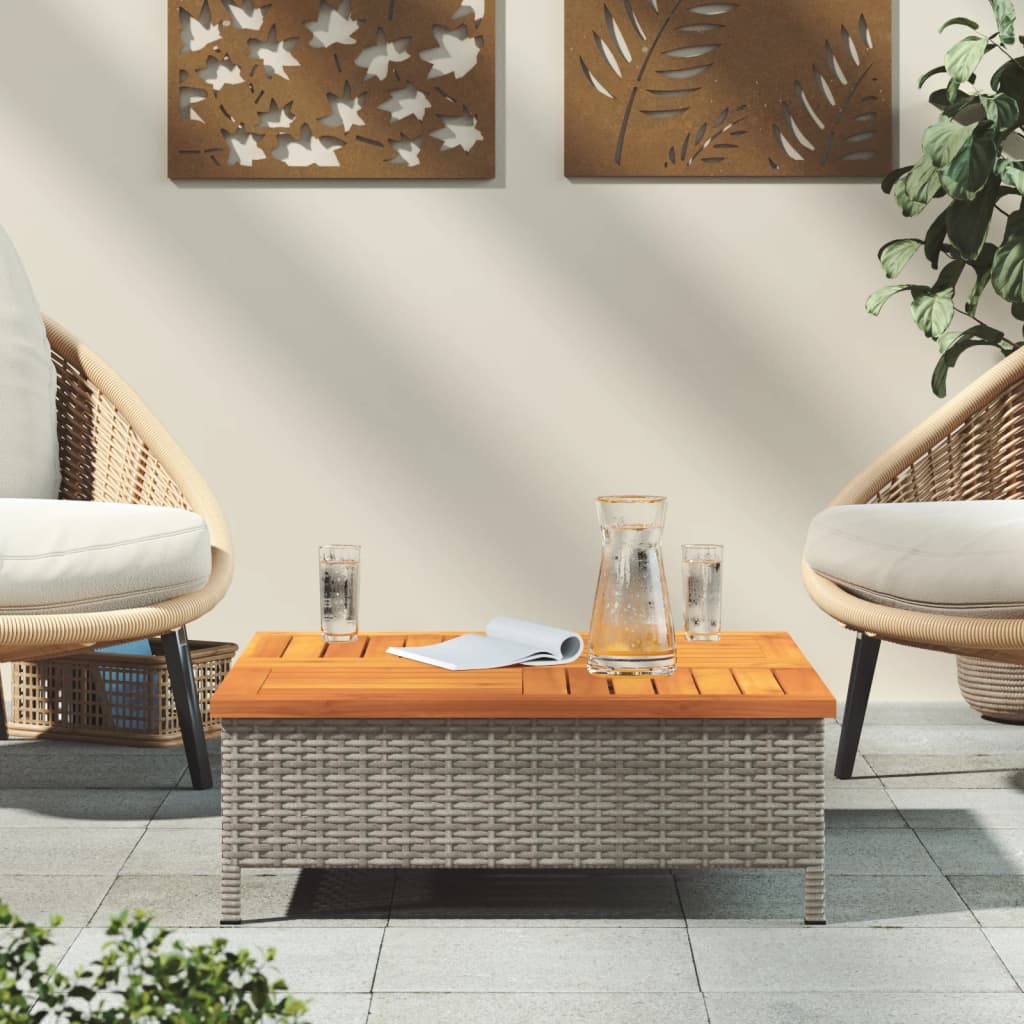 Mesa De Jardín Ratán Y Madera De Acacia 70X70X25 Cm