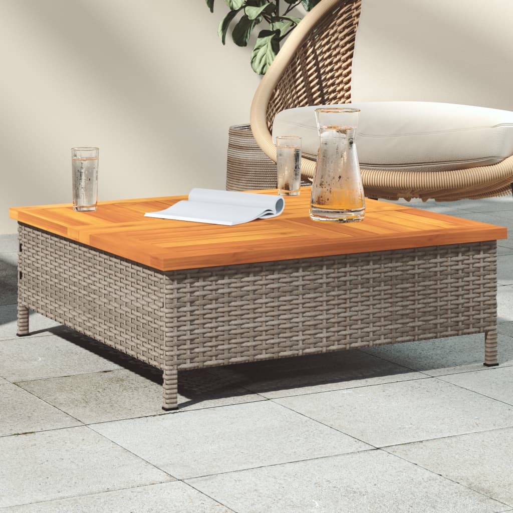 Mesa De Jardín Ratán Y Madera De Acacia 70X70X25 Cm