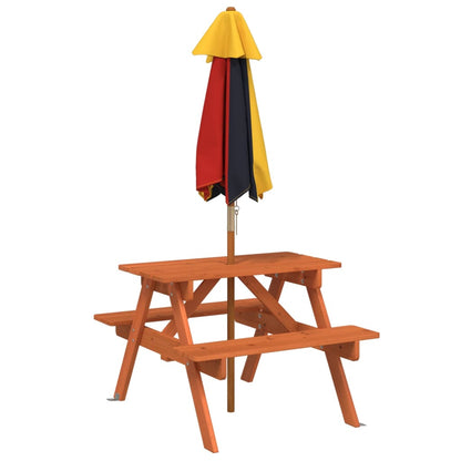 Mesa De Picnic Para 4 Niños Agujero Para Sombrilla Madera Abeto