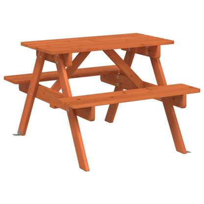 Mesa De Picnic Para 4 Niños Agujero Para Sombrilla Madera Abeto