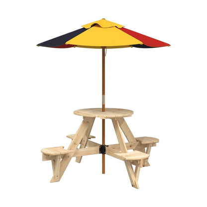 Mesa De Picnic Para 4 Niños Agujero Para Sombrilla Madera Abeto